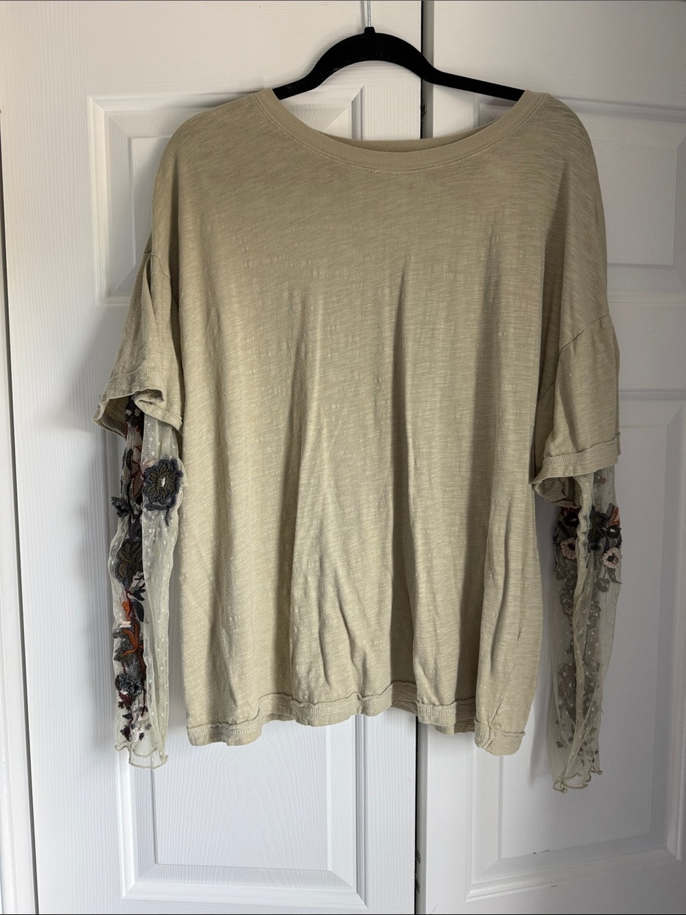 Free People Lace Sleeve Green Women’s Top